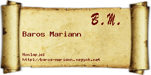 Baros Mariann névjegykártya